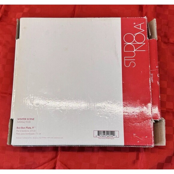 Christmas Winter Scene Plate 9" Clear Deer Tree Studio Nova Bon Bon Serving Dish - Picture 8 of 9